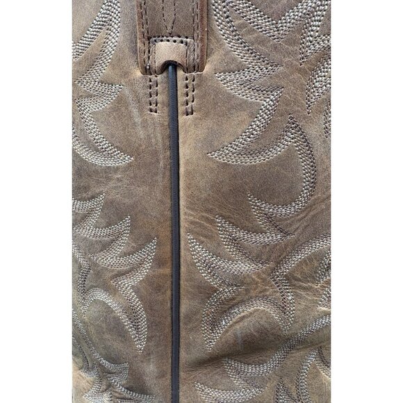 Ariat Western Cowboy Boots Mens 10D Heritage Stockman Distressed Brown Work GUC - Picture 2 of 16